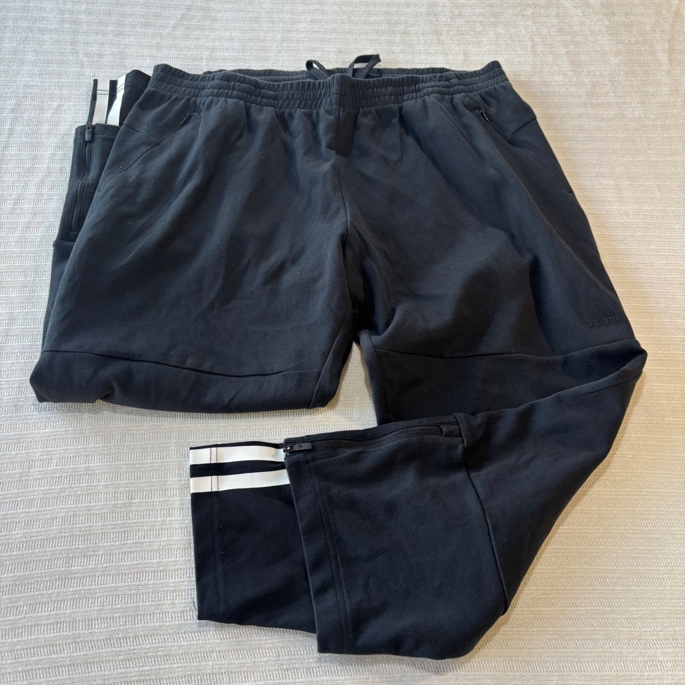 Adidas DH8112 Hidden 3-Stripes Side Zip Snap Double Layered Track Pants Black XL